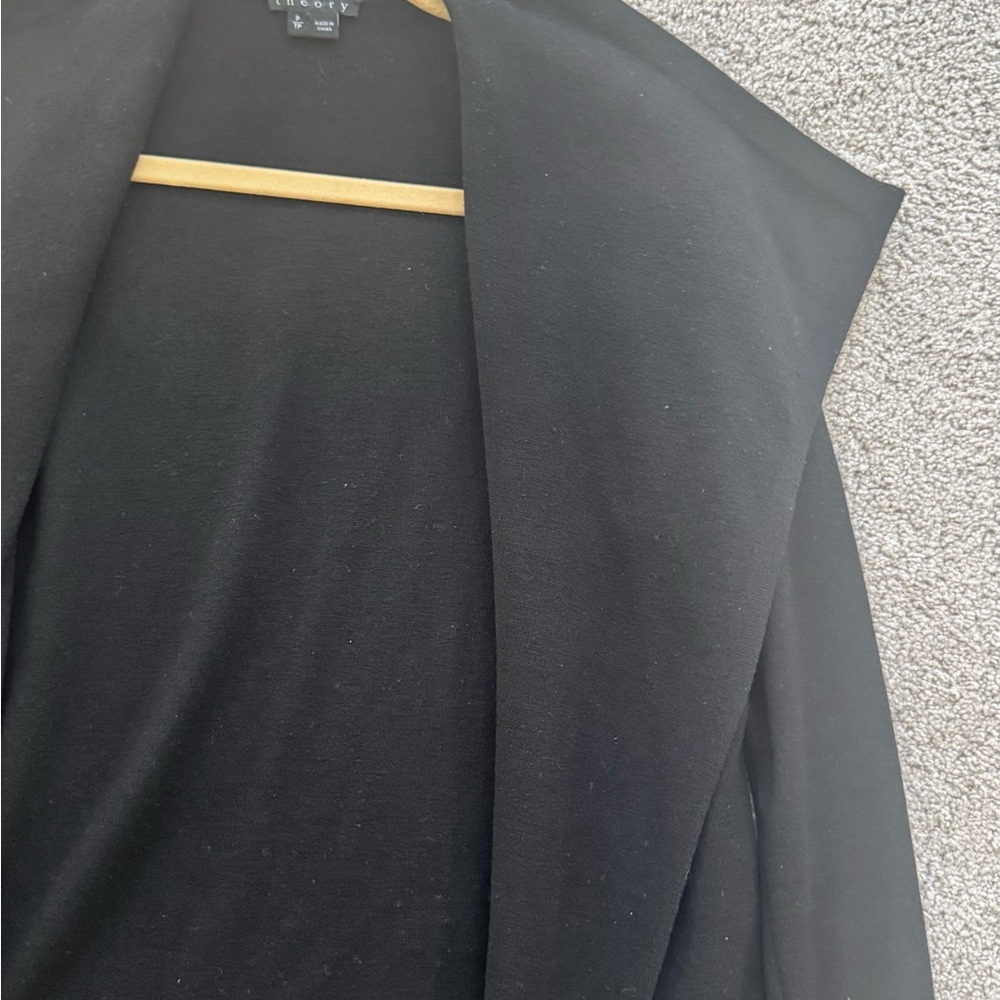 Theory Stretch Open Front Wool Cardigan/Sweater, Black - Picture 14 of 15